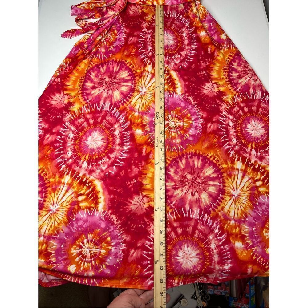 Floral Print Tie Dye Dress midi Vneck Approximately Size M - Picture 7 of 16